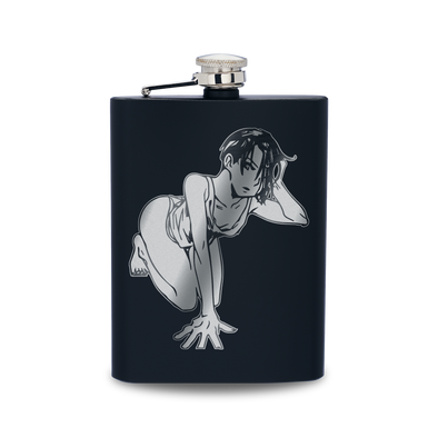 Crawling on the Floor Engraved Hip Flask
