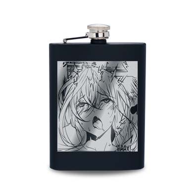 Hent Face Engraved Hip Flask