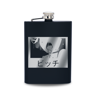 Tongue Out Engraved Hip Flask