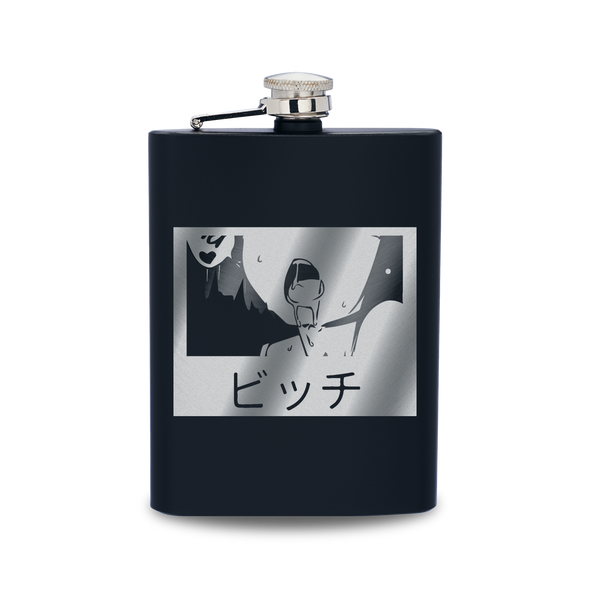 Tongue Out Engraved Hip Flask