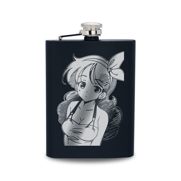 Bowtie Girl Engraved Hip Flask