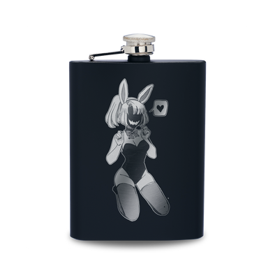 Hidden Face Bunny Girl Engraved Hip Flask