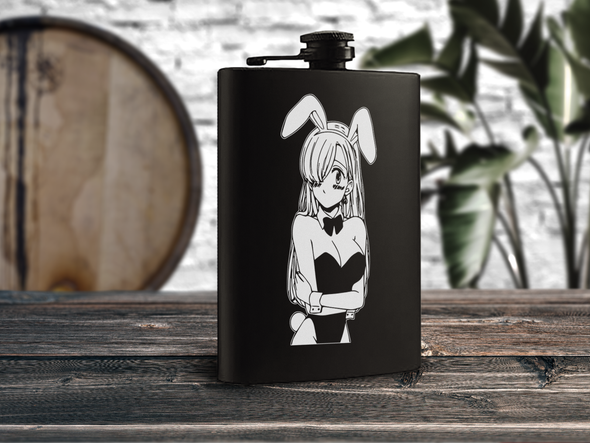 Bunny Girl Engraved Hip Flask