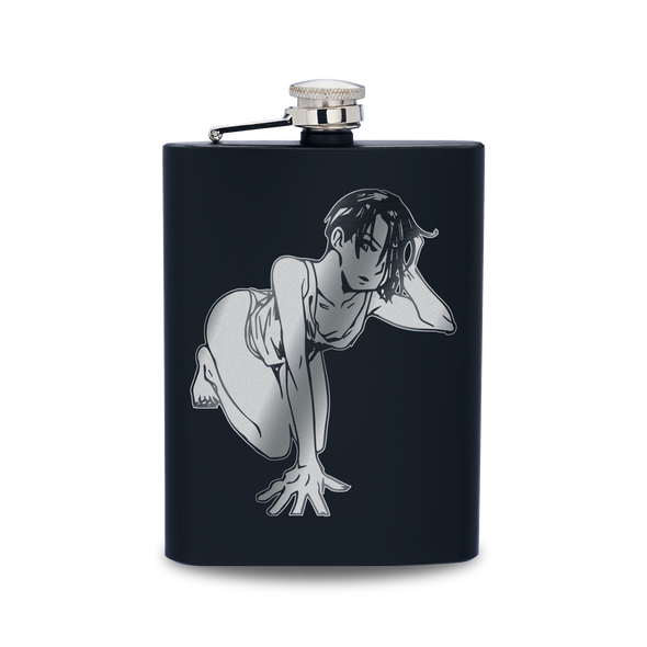 Crawling on the Floor Engraved Hip Flask