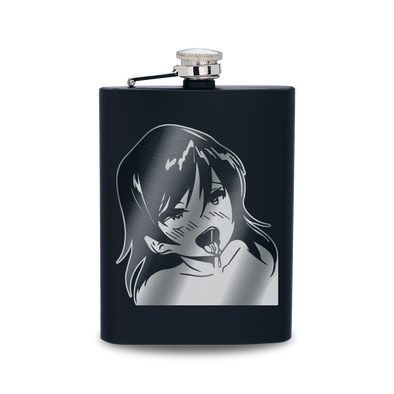 Tongue Out Engraved Hip Flask