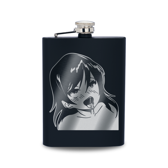 Tongue Out Engraved Hip Flask