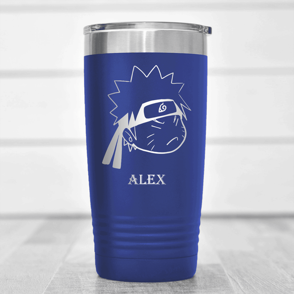 Blue Anime Tumbler With Angry Ninja Face Design