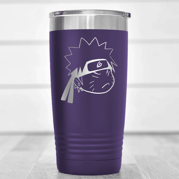 Purple Anime Tumbler With Angry Ninja Face Design