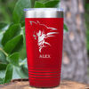 Red Anime Tumbler With Anime Hero Silhouette Design