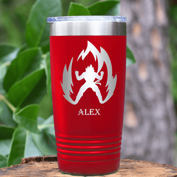 Red Anime Tumbler With Anime Power Design