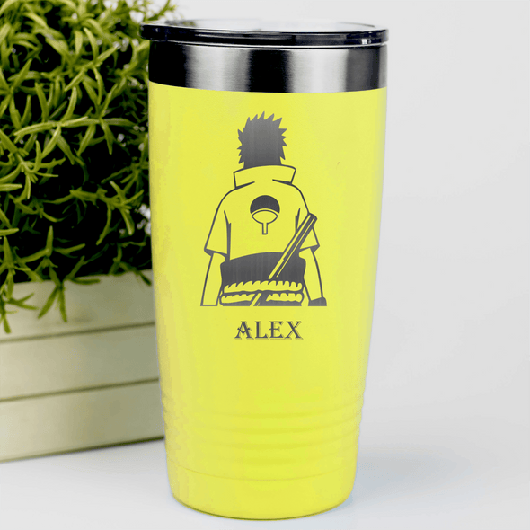 Yellow Anime Tumbler With Best Friend Walking Design
