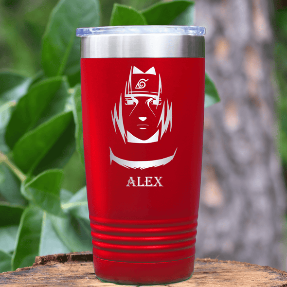 Red Anime Tumbler With Brother Ninja Face Design