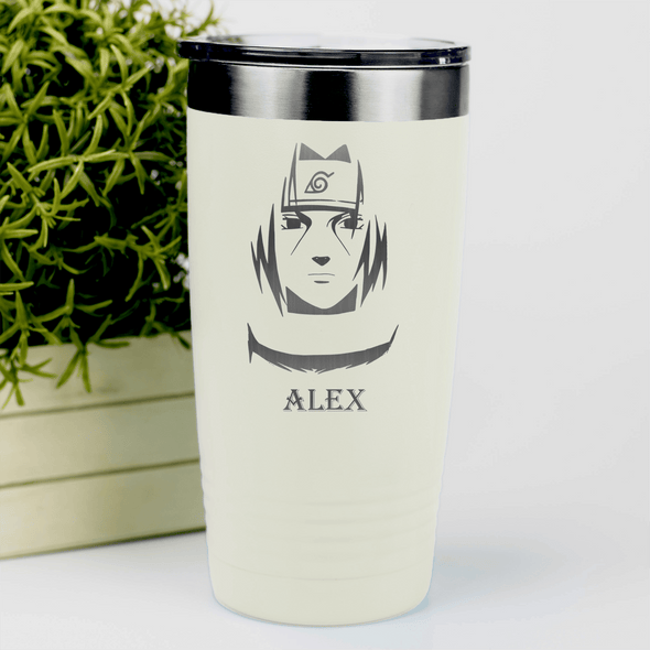 White Anime Tumbler With Brother Ninja Face Design