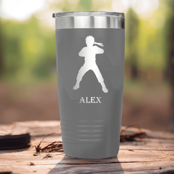 Grey Anime Tumbler With Chi Stance Design