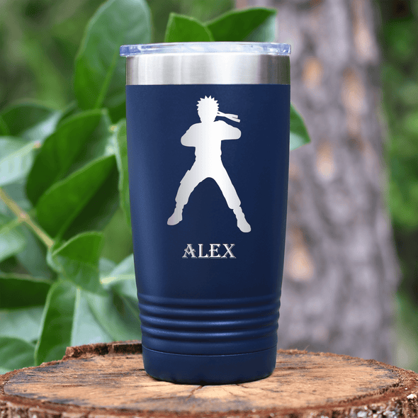Navy Anime Tumbler With Chi Stance Design