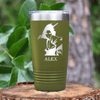 Military Green Anime Tumbler With Cool Guy Silhouette Design
