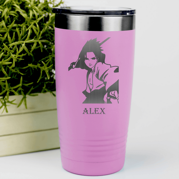 Pink Anime Tumbler With Cool Guy Silhouette Design