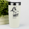 White Anime Tumbler With Cool Guy Silhouette Design