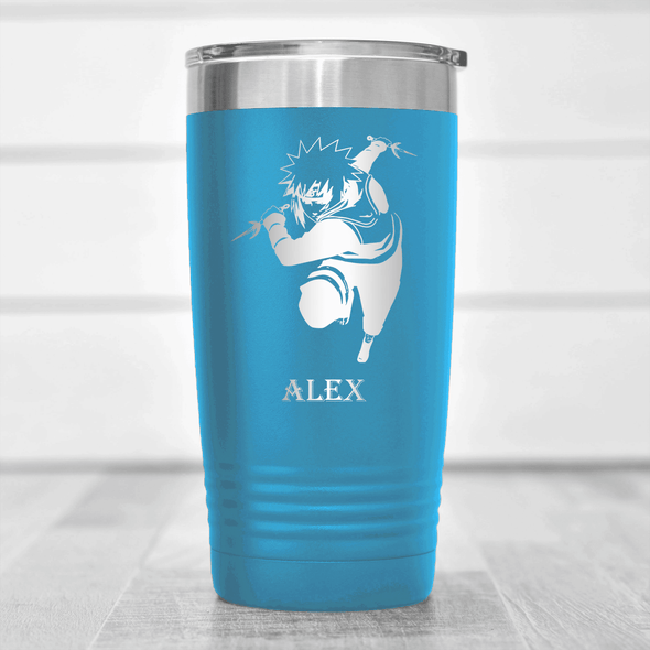 Light Blue Anime Tumbler With Dash Attack Ready Design