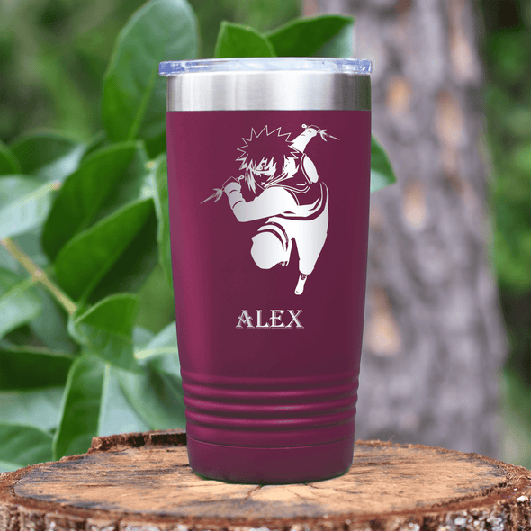 Maroon Anime Tumbler With Dash Attack Ready Design