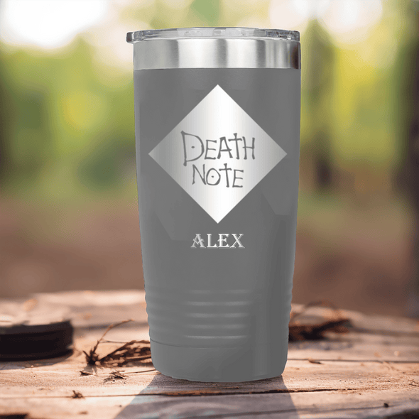 Grey Anime Tumbler With Death Note Design