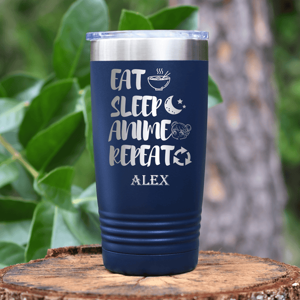 Navy Anime Tumbler With Eat Sleep Anime Design