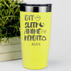 Yellow Anime Tumbler With Eat Sleep Anime Design