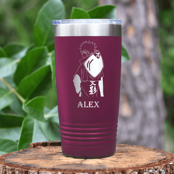 Maroon Anime Tumbler With Fast As Lightening Design