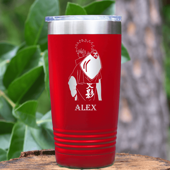 Red Anime Tumbler With Fast As Lightening Design