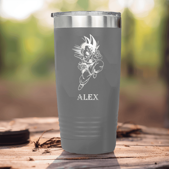 Grey Anime Tumbler With Fighting Master Design