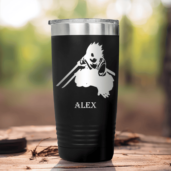 Black Anime Tumbler With Fighting Ready Stance Design