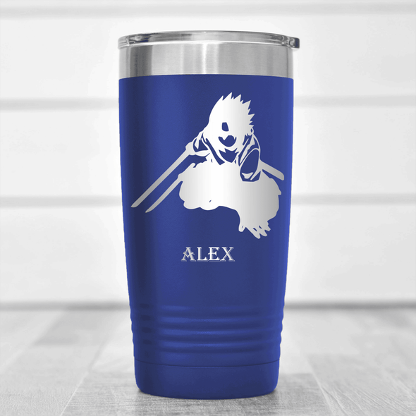 Blue Anime Tumbler With Fighting Ready Stance Design