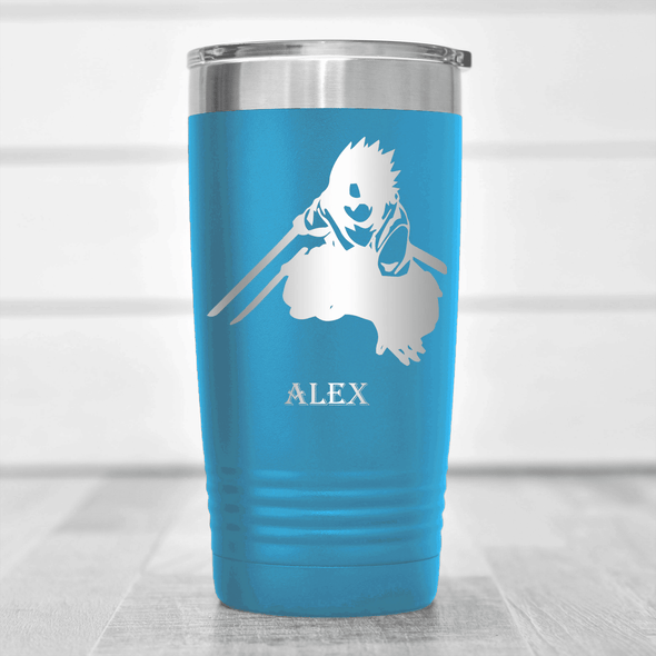 Light Blue Anime Tumbler With Fighting Ready Stance Design
