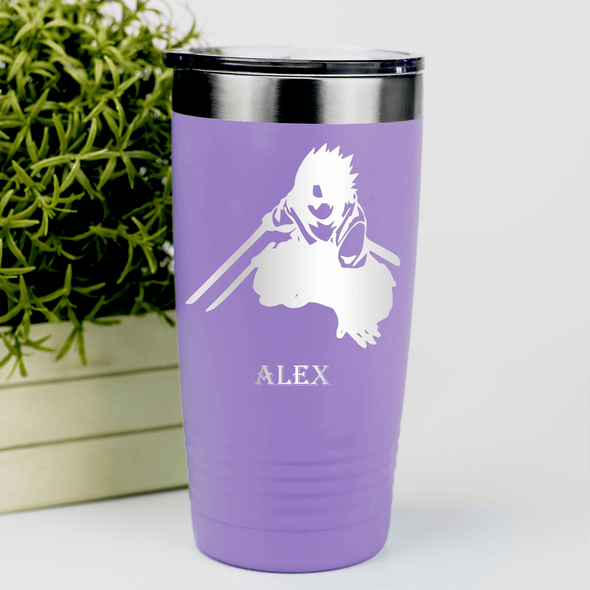 Light Purple Anime Tumbler With Fighting Ready Stance Design