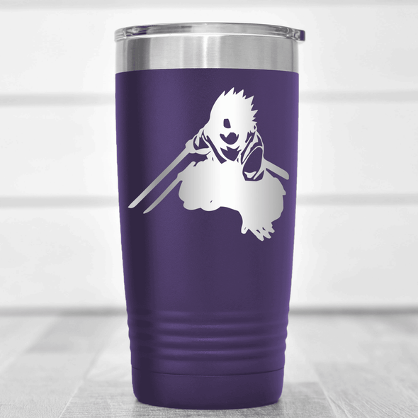 Purple Anime Tumbler With Fighting Ready Stance Design