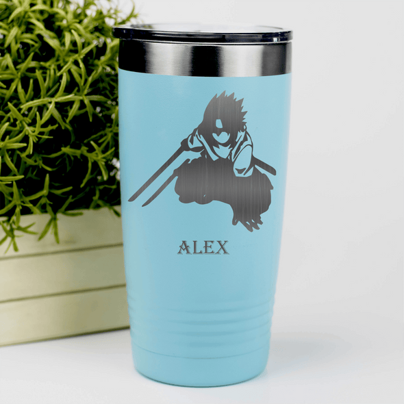 Teal Anime Tumbler With Fighting Ready Stance Design