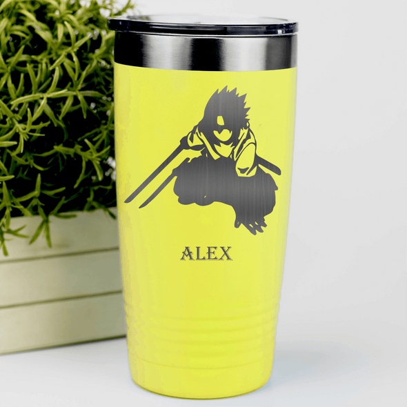 Yellow Anime Tumbler With Fighting Ready Stance Design