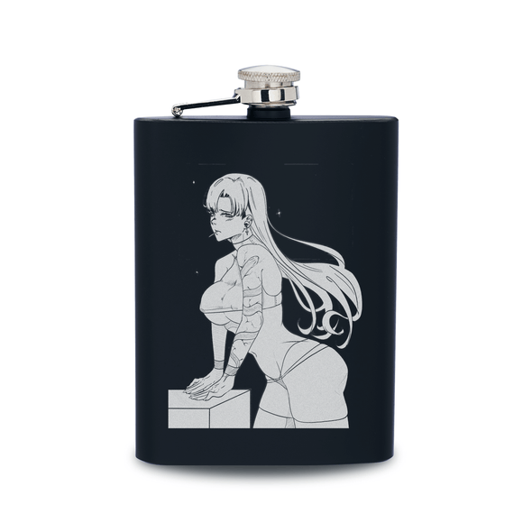 Wounded Female Warrior Engraved Flask
