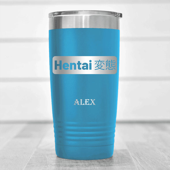 Light Blue Anime Tumbler With Hentai For Me Design