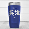 Blue Anime Tumbler With Hero In Japanese Design