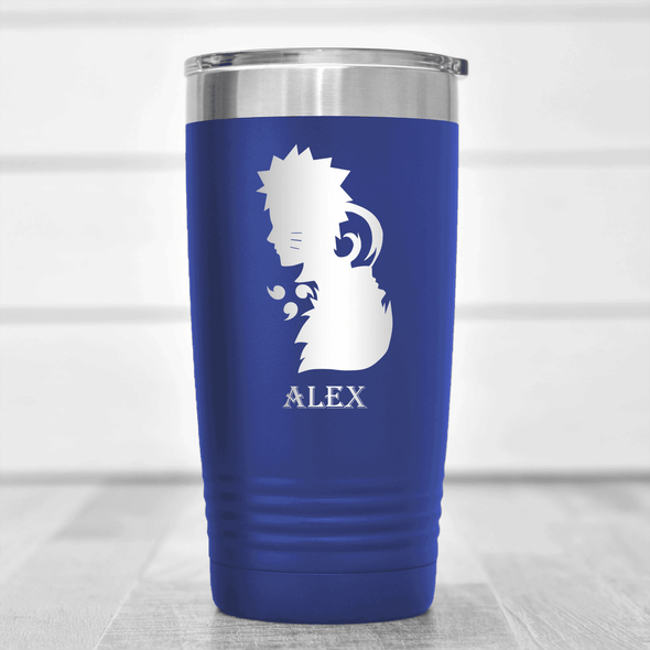 Blue Anime Tumbler With Looking Tough Design