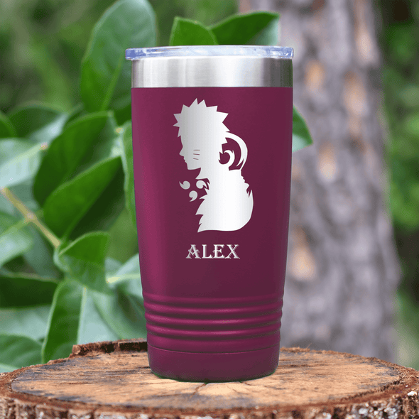 Maroon Anime Tumbler With Looking Tough Design