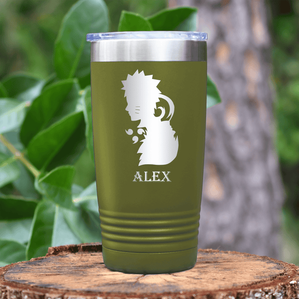 Military Green Anime Tumbler With Looking Tough Design