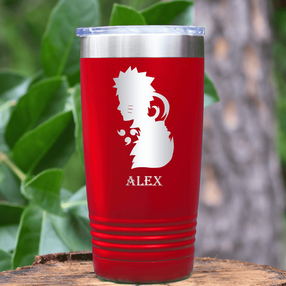 Red Anime Tumbler With Looking Tough Design