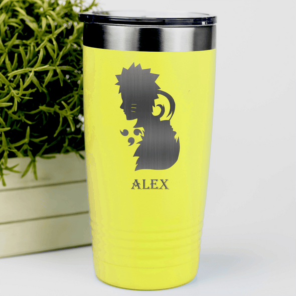 Yellow Anime Tumbler With Looking Tough Design