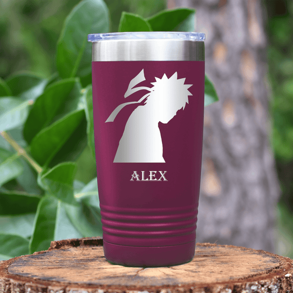 Maroon Anime Tumbler With Looking Away Design