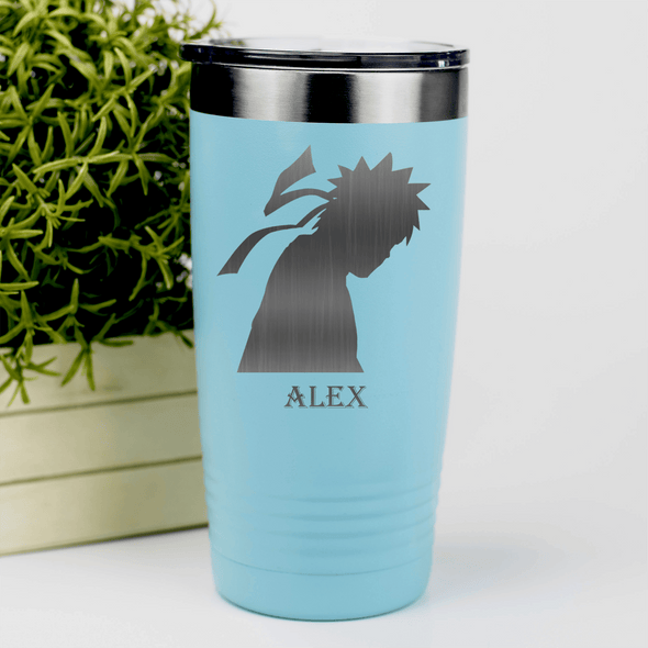 Teal Anime Tumbler With Looking Away Design