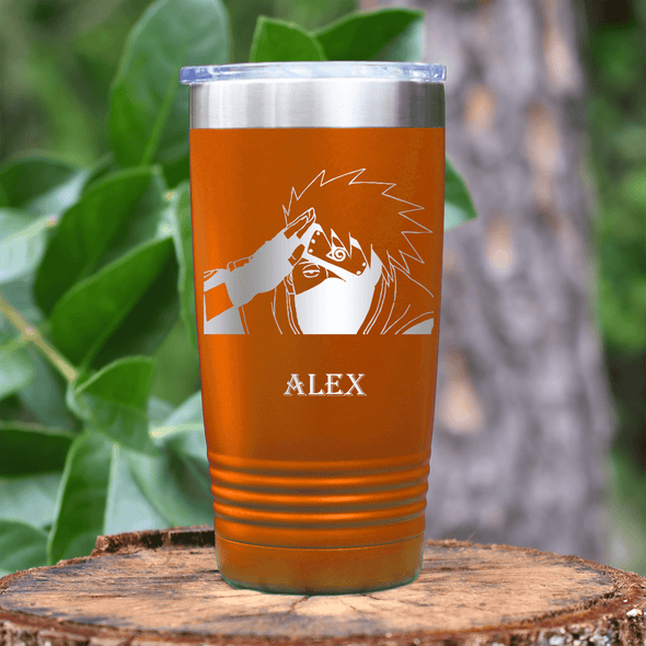 Orange Anime Tumbler With Ninja Senpai Design