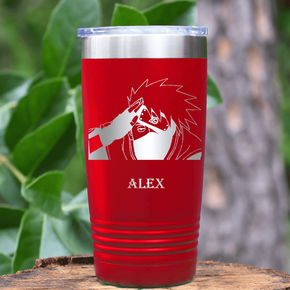 Red Anime Tumbler With Ninja Senpai Design