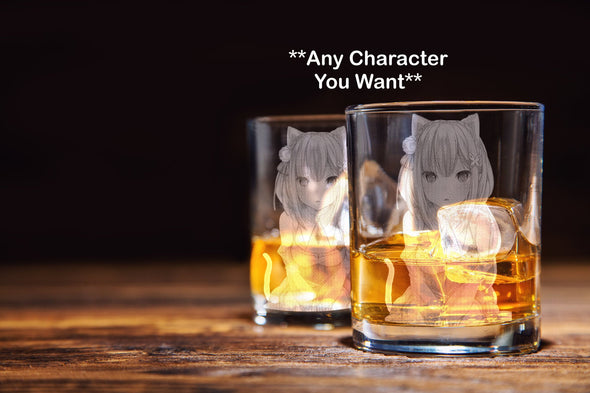 engraved anime whiskey glass